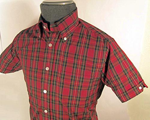 'BRUTUS TRIMFIT' Seventies Mod Mens Shirt - TARTAN
